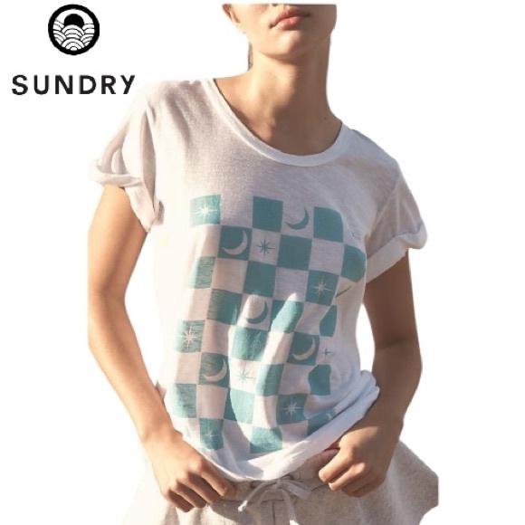 NWT SUNDRY Checkers T-Shirt - Picture 1 of 6